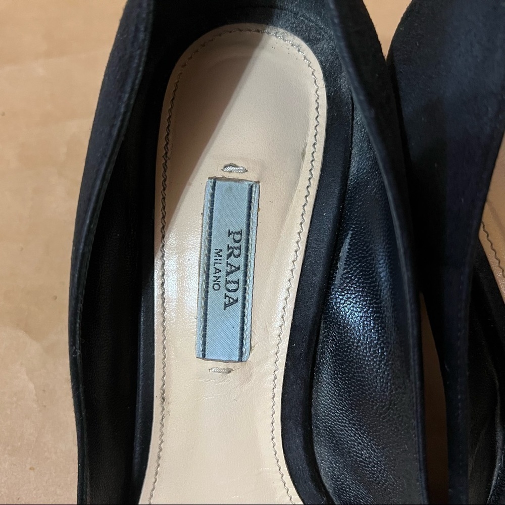 Prada | Suede 65mm Round Block Heel Pumps Square Toe Classic Size 7.5 (EU 37.5) - Picture 5 of 15